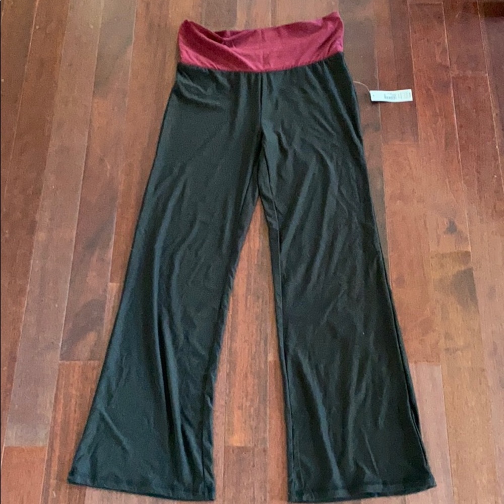 Black and maroon workout pants